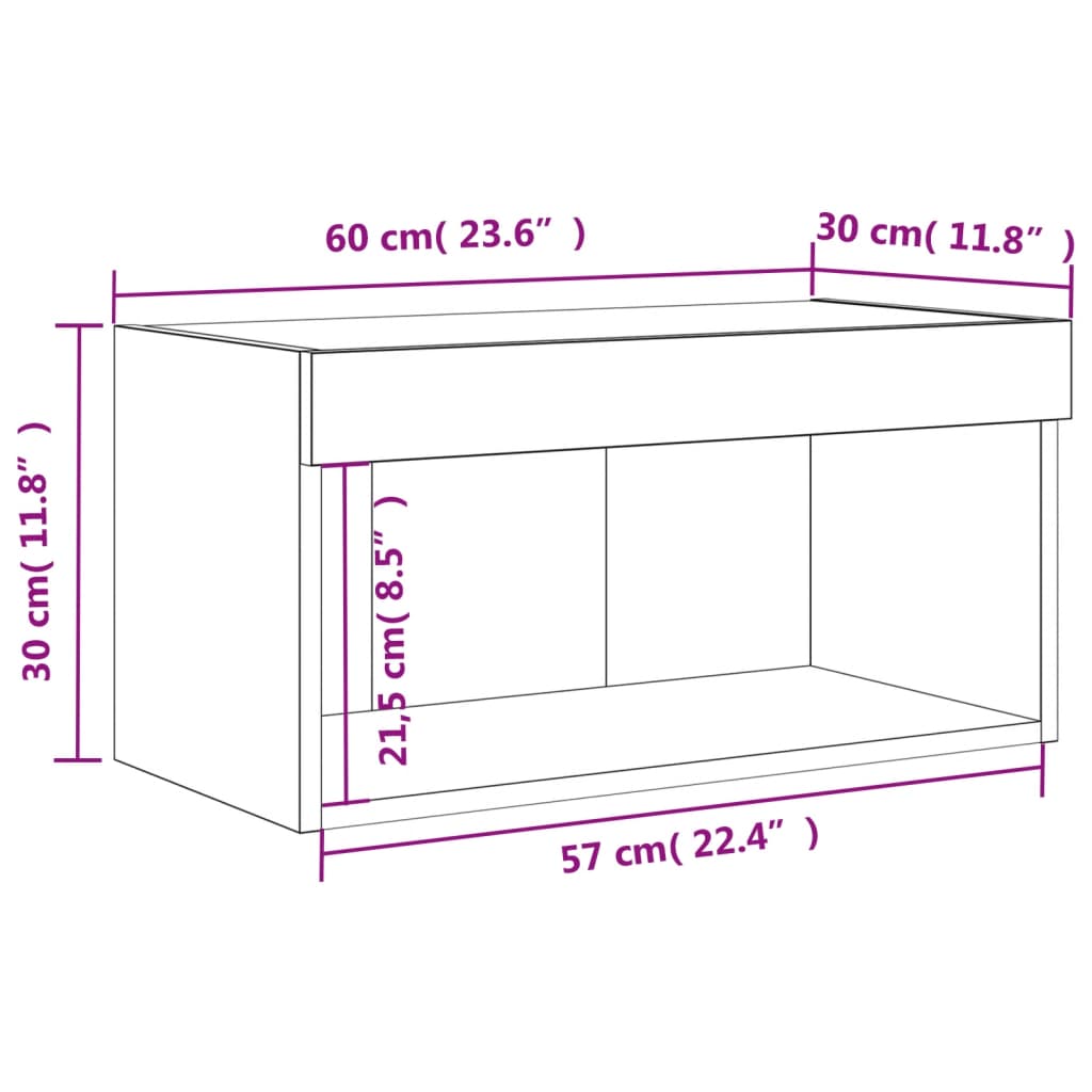 LED TV Stand in White 60 x 30 x 30 cm