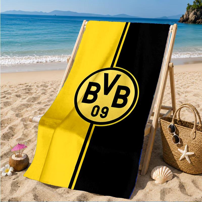 Пляжное полотенце из микрофибры с принтом дизайна футбольного мяча BVB, мягкое и впитывающее, быстросохнущее, идеально подходит для летних путешествий, незаменимо для пляжа, бассейна