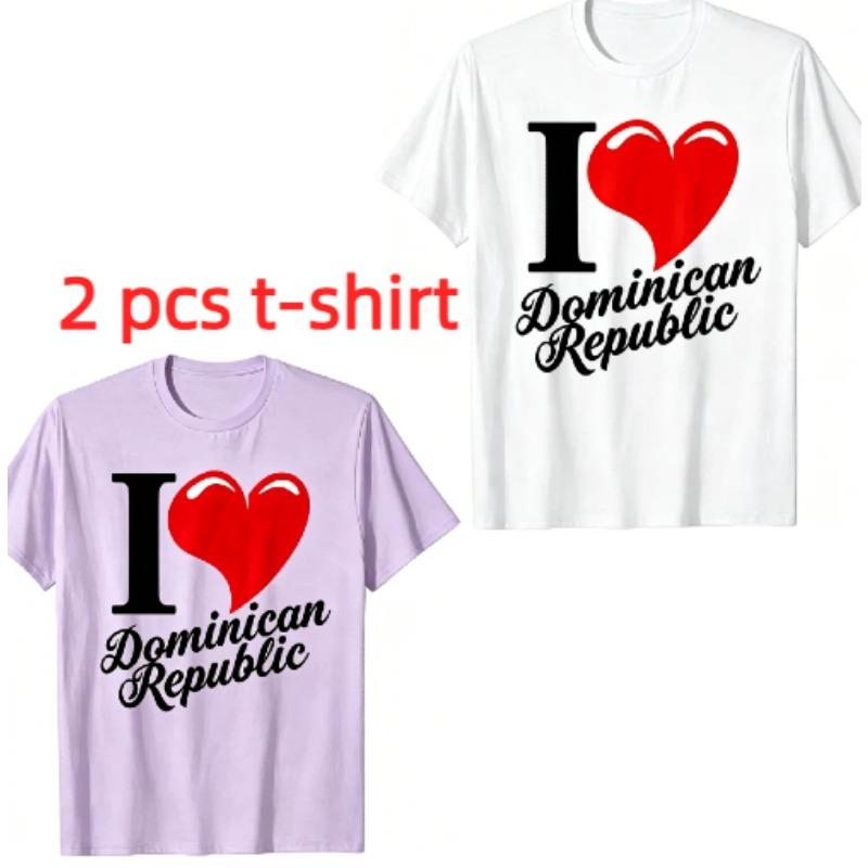 Fashion Letters I Love Pattern Print Men's T-shirt Summer Men's and Women's Casual Fashion Tops Men's Short Sleeve T-shirt Oversize Clothing