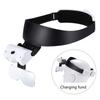 Head Mounted Magnifier 2 LED Hands Free Headband Magnifying Glass 1X 1.5X 2X 2.5X 3.5X for Close Work Reading Repairing