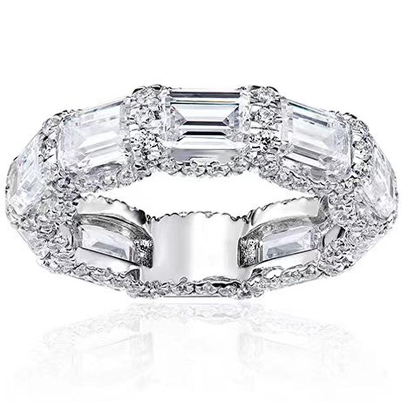 Huitan Geometric Women Ring Fresh Style Charming Wedding Daily Engagement Accessories Inlaid Shiny CZ Versatile Fashion Jewelry