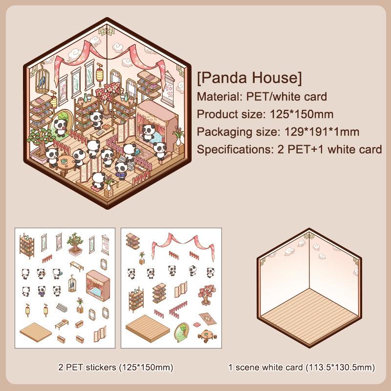 1 Набор Креативных Наклеек для Питомцев 3D Милые Мультяшные Наклейки для DIY Сцены, Ландшафтного Дизайна, Декора, Кавайные Наклейки с Пандой, Подарки