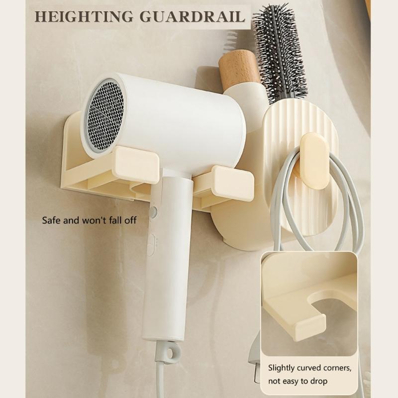 Adhesive Bathroom Hair Dryer Holder Vanities Storage Station For Styling Tools Makeup Accessories Easy Installation