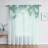 Прозрачная вуаль с акварельным цветочным принтом, занавеска для гостиной, столовой, спальни, кухонное окно, прозрачная шифоновая тюль-занавеска