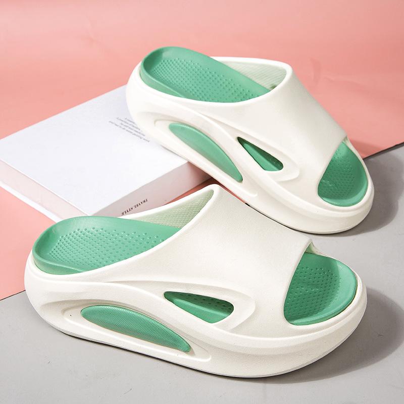 Модные женские тапочки KIDMI Fashion для улицы, плоские сандалии из ЭВА, новая пляжная обувь для бассейна и душа, нескользящие, с амортизацией, на толстой подошве, тапочки-облака