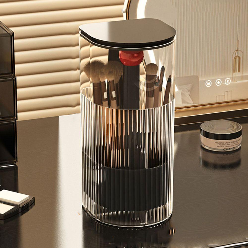 Transparent Automatic Lifting Makeup Brush Holder with Lid Makeup Brush Storage Tube for Brush