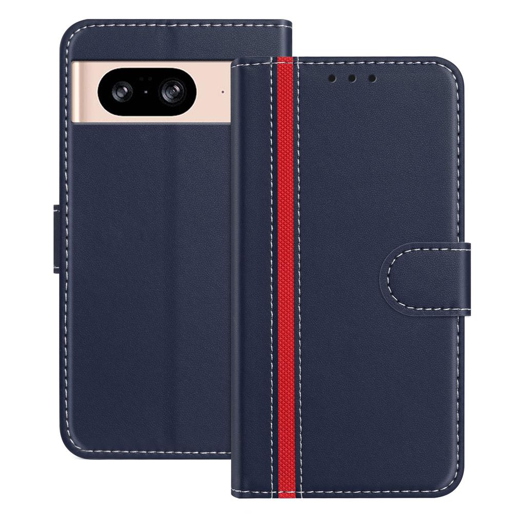 For Google Pixel 8 Phone Cases Wallet Stand Color Splicing Leather Cover with Magnetic Clasp