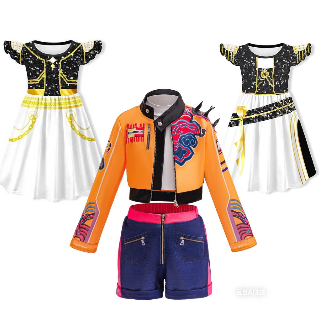 Halloween Kids Witch Hunter Lumy Cosplay Long Sleeve 3 Piece Stage Costume