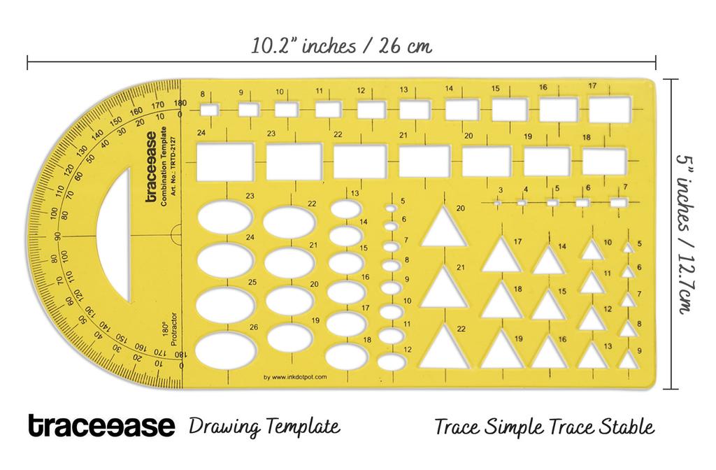 Traceease Геометрическое черчение Комбинированный шаблон Чертежный трафарет, Шаблон для проектирования Измерительная линейка