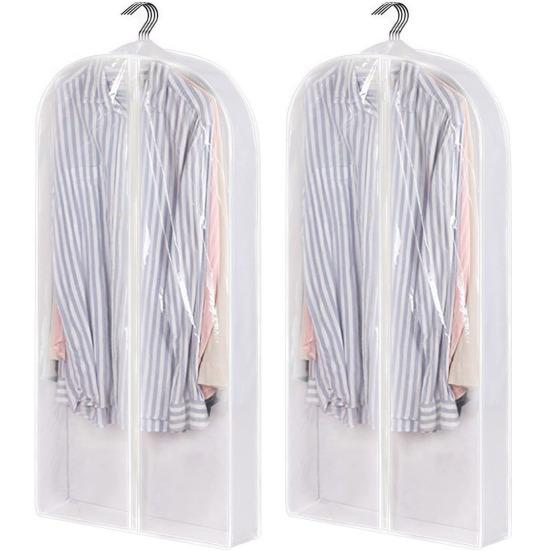 2 шт., прозрачные сумки для одежды, утолщенные, вместительные, водонепроницаемые, гладкие, на молнии, пылезащитные, для организации чехла для шкафа
