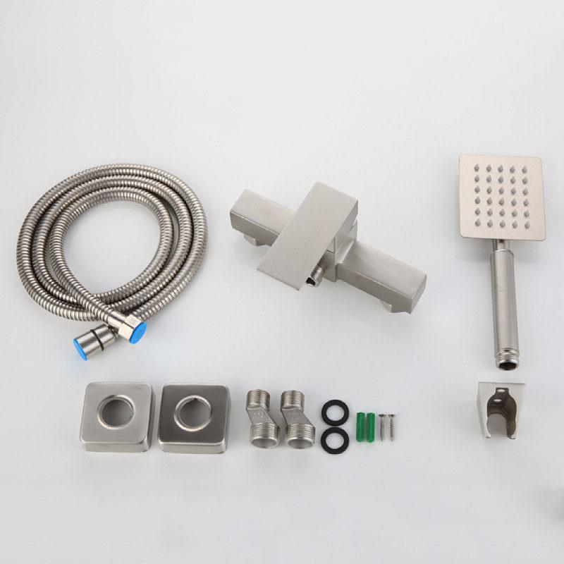 Душевой набор из нержавеющей стали 304, никелированный, смеситель горячей и холодной воды, душевой кран, квадратный смеситель для ванны, набор душевых кранов