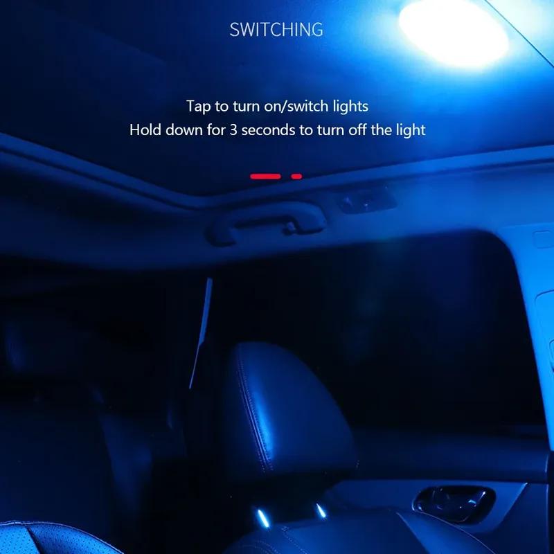 New Car Touch Light LED Wall Reading Lamp Magnet Base Car Ceiling Light Ambient Mood Trunk Lighting USB Rechargeable Lamp