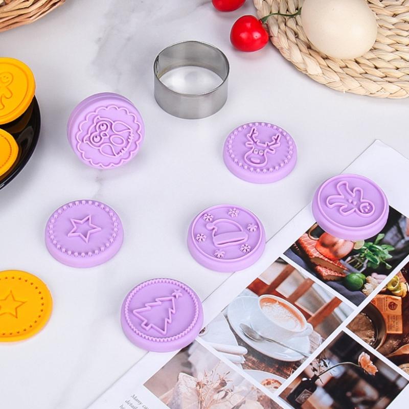 6Pcs Halloween Christmas Stamp Mold Chocolate Candy Mold for Diy Dessert Cookie