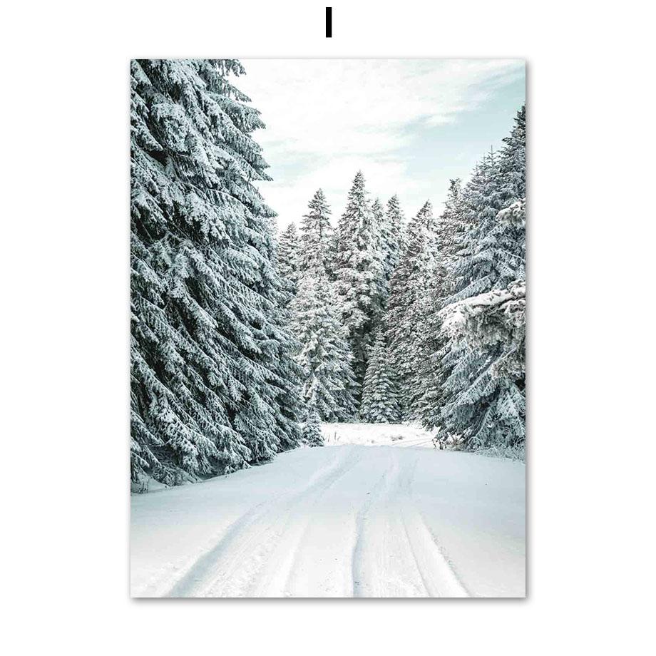 Winter Snow Forest Mountain Pine Tree Moose Deer Wall Art Canvas Painting Posters And Prints Wall Pictures For Living Room Decor