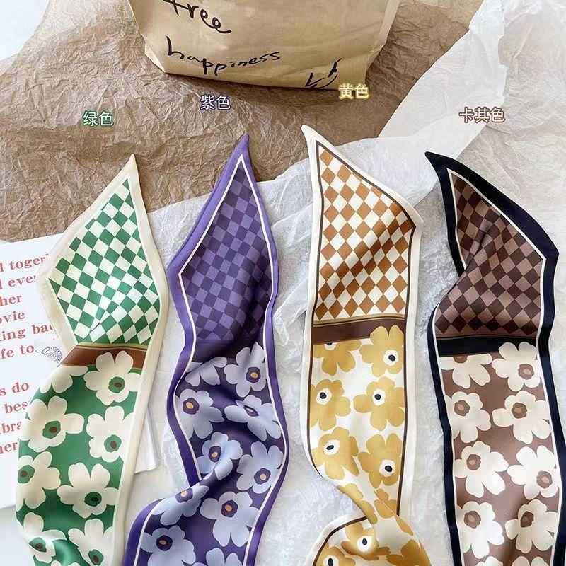 Small Long Ribbon, Silk Scarf, Headband, Streamer, Women's Scarf, White Versatile Tie, French Tie, Strap, Gift Silk Scarf.