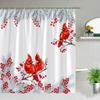 Merry Christmas Shower Curtains Red Xmas Ball Fir Snow Fabric Cloth Bathroom Curtain Set Bath Decor With Hook Polyester Washable