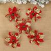 10pcs Christmas Glitter Flowers Fake Flower Christmas Tree Decorations for Home 2025 Tree Pendant Ornaments Navidad