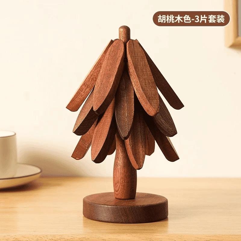 High temperature resistant Christmas tree thermal insulation mat pot mat dining table anti-scalding mat coaster solid wood decorative ornament