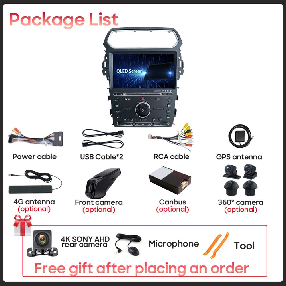 Android Мультимедиа Для Ford Explorer 5 2011 - 2019 Автомобильный Стерео Процессор Радио QLED Плеер Навигация Carplay Авто HDR 5G Видеорегистратор BT