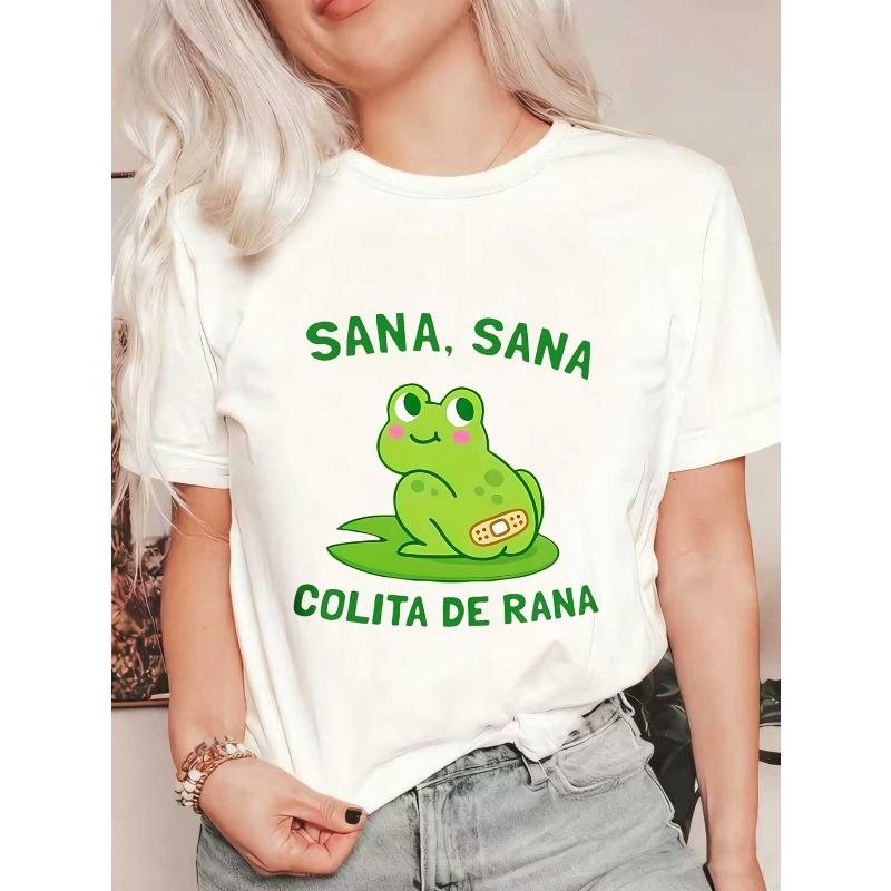 Оверсайз футболка Черная лягушка с повязкой и надписью Sana Sana Colita De Rana Для повседневной носки