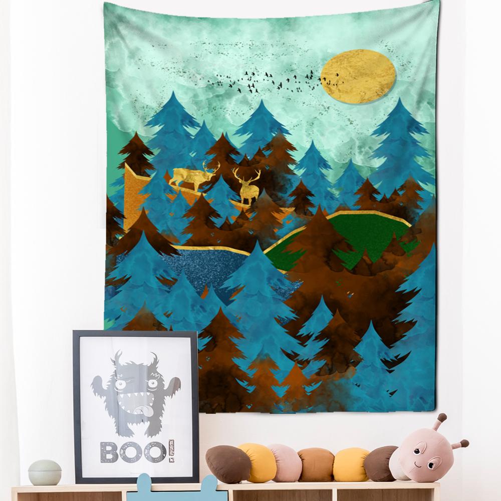 Неоновая картина, гобелен, настенный подвесной богемный стиль, Лось, кои, психоделическое колдовство, домашний декор для гостиной