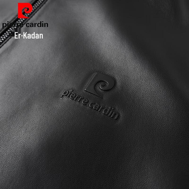 Pierre Cardin Мужская кожаная куртка из овчины с отложным воротником