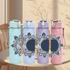 1PC Mandala Sun Ornament Art Print 750ml Color Plastic Sports Water Bottle Leakproof Flip Straw Lid Suitable for Sports Office Home Use