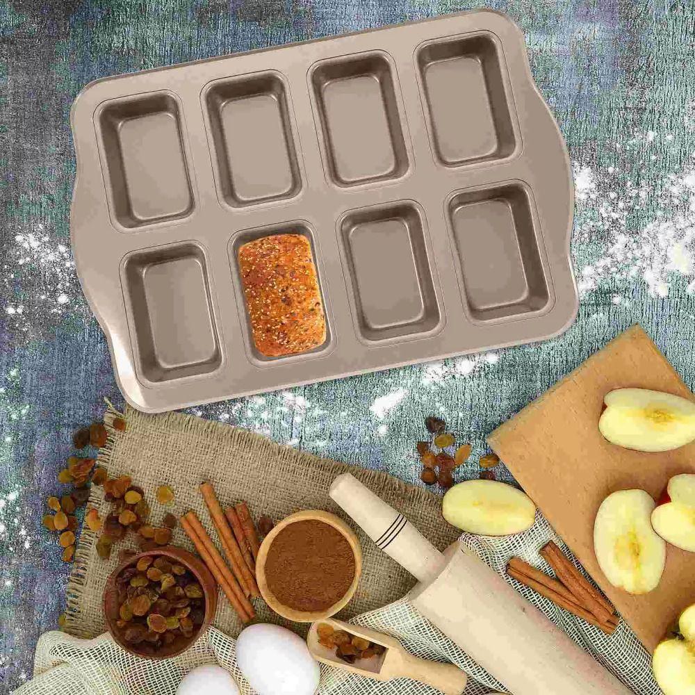 8-Cavity Mini Bread Baking Mold Non-Stick Carbon Steel Cake Mold Cooking Accessory