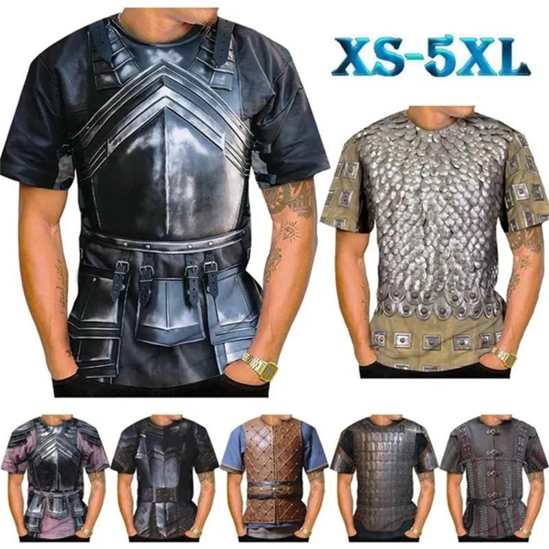 Средневековые доспехи 3D принт модная футболка косплей крутые повседневные футболки с круглым вырезом и коротким рукавом для мужчин одежда уличная одежда топы футболка