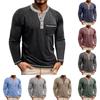 Men's Button Lapel Colored Cotton Long Sleeved Base Men's Top