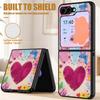 Красочный чехол-сердце с граффити для Samsung Galaxy Z Flip 8 7 6 5 Flip8 Flip7 Flip6 Роскошная кожаная накладка Жесткий чехол для складного телефона