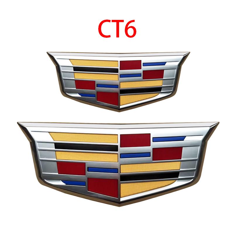 2PCS For Cadillac CT6 ABS Car Front Grille Hood Rear Trunk Door Logo Emblem Sticker Decal Exterior Styling Auto Accessories