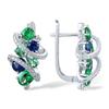 Huitan Green/Blue Cubic Zirconia Hoop Earrings for Women New Temperament Elegant Bridal Wedding Party Earrings Trendy Jewelry