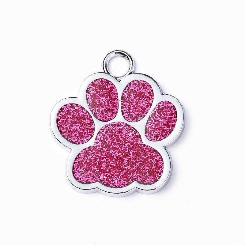Solid Paw Print Pet ID Tag Zinc Alloy Dog Cat Name Plate Custom Laser Engraving Design Collar Keychain OEM Accepted