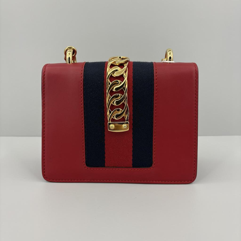 [Pre-Owned] Sylvie Gold Buckle Striped Webbing Leather Mini Shoulder Crossbody Bag - Very Good #1R9FGLJ