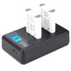 Portable Travel Outdoor USB Charging LCD Dual Slots Charger for NP-BX1 Battery Black