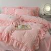 Embroidered Washable Cotton 4 Piece Bedding Set Lace Quilt Cover Includes Duvet Cover And Two Pillowcases With Bed Sheet Soft Comfortable Stylish