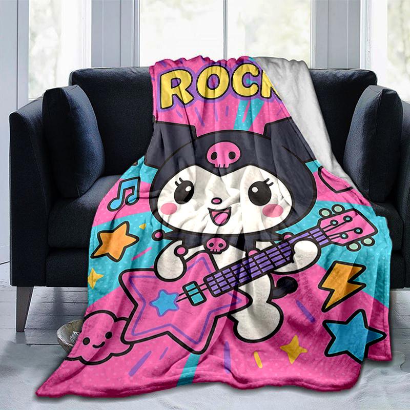 1pc Rock Star Kuromi Blanket, Cartoon Throw for Room Decor, Gift Idea, Living Room, Travel, Camping, Car Blankets, Beach, Office Naps, Soft Blanket Su