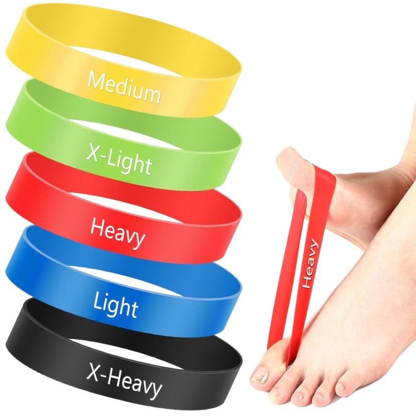5 Levels TPE Foot Resistance Band Set With Storage Bag Toe Exercise Band for Plantar Fasciitis Yoga Workout