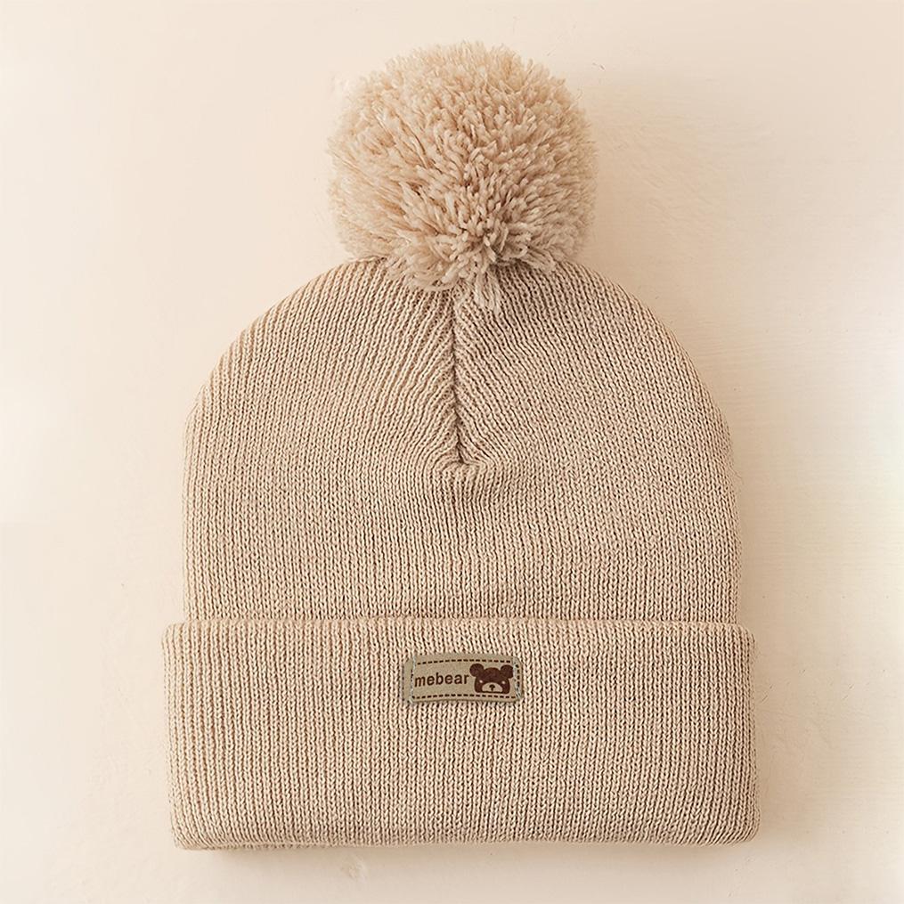 Xiaomi 1pc Soft Fur Round-Face Little Bear Cute Autumn-Winter Outdoor Knitted Brimless Hat Suitable for 0-3-Year-Old Babies