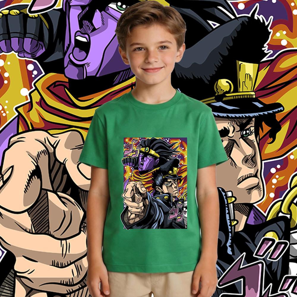 Kids Jojo Jotaro Anime Print T Shirt 100 Cotton Soft Casual Daily Wear Pullover Top for Boys and Girls