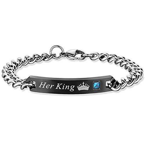 1pc Love Sweet Gift Stainless Steel Black/Rose Gold Color Lovers Couple Crystal Bracelet Bangles for Man Woman