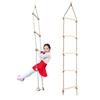 Kids Active Climbing Toys Wooden Rope Ladder 5-Level Doubles As Swing Accessory Suitable Outdoor Playground Indoor Backyard