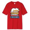White Cat Sleeping On A Pile Of Books Print Clothing Men High Quality T-Shirt Summer Cotton T-Shirts Loose Tops