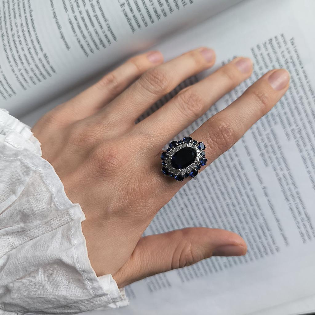 Серебряное кольцо с сапфиром nano, вес изделия 4,68 гр (2205975)