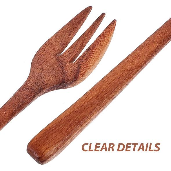 Cabilock Salad Mixing Fork Wood Salad Servers Long Handle Cooking Fork Wooden Kitchen Utensils for Salad BBQ Dessert Vegetable