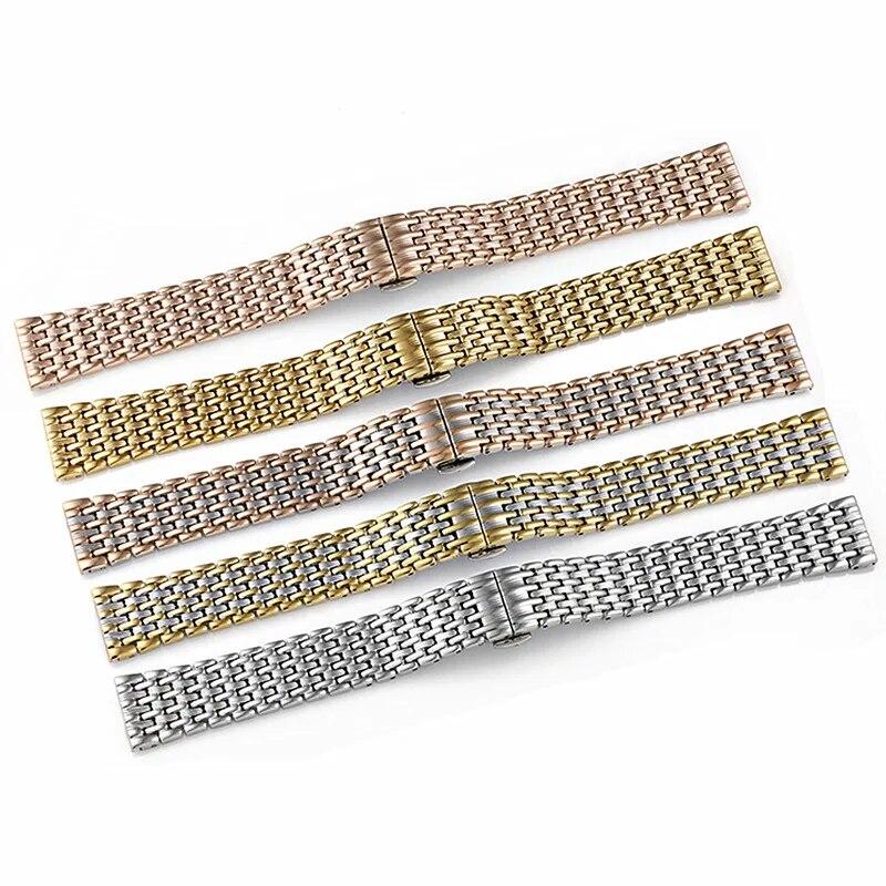 12/13/14/16/18/20/22mm Butterfly Buckle Watch Band Strap Stainless Steel Watchband Bracelet Women Men With Tool Pins Replace