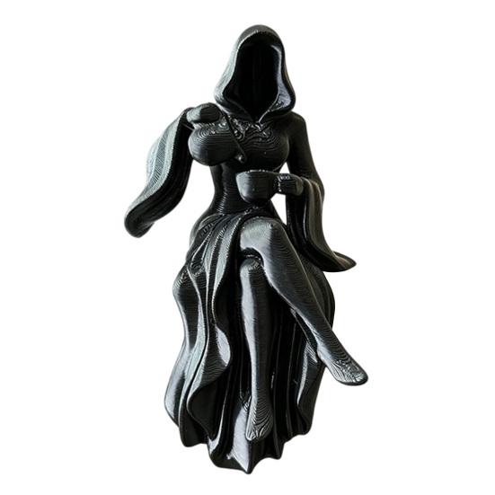 Готическая Фигурка Женщины-Жнеца с Капюшоном 3D Печать Темное Фэнтези Настольный Декор 1 шт.