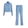 European & American Fashion Casual Solid Color Sports Two-Piece Suit