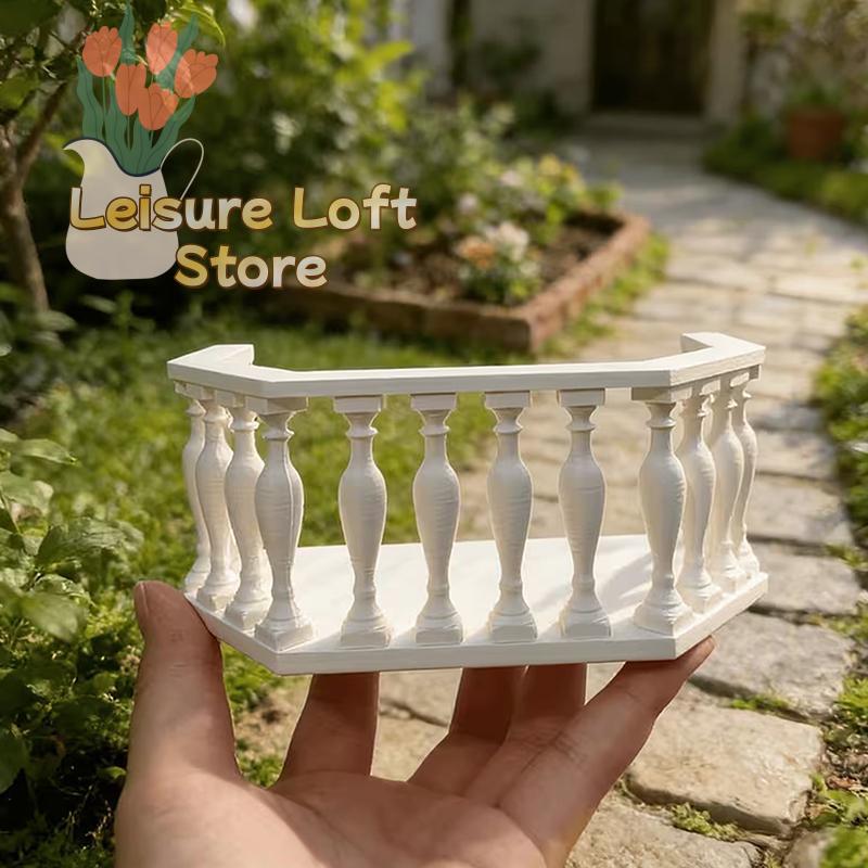 European Style Miniature Dollhouse Balcony with Railing – Collectors Grade Accessory for Realistic Scenes, DIY & Model Display